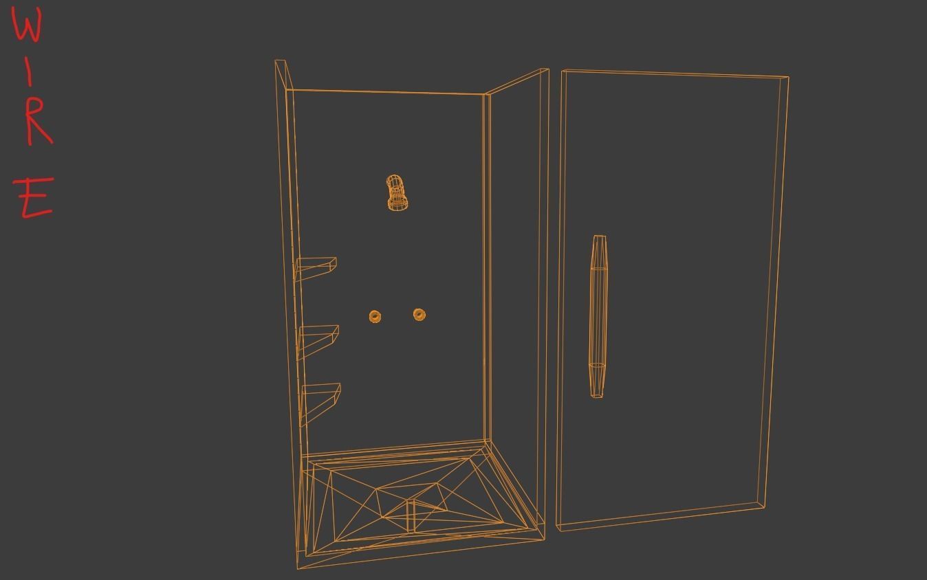 LowPolyShowerAndDoor bathroom with toilet and shower Low-poly 3D model_1