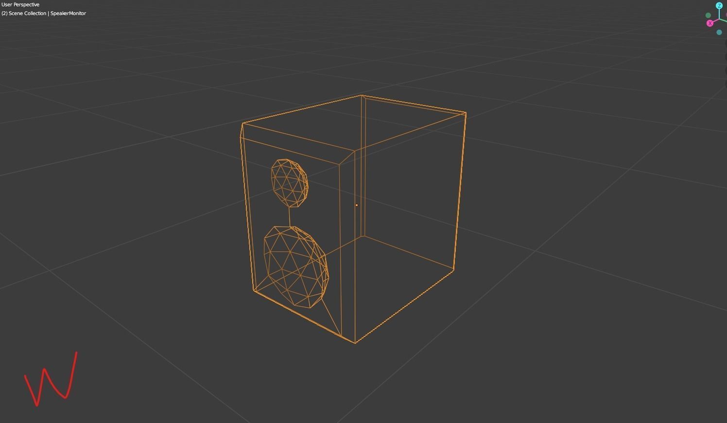 LowPolyPCSpeaker speaker with lines Low-poly 3D model_1