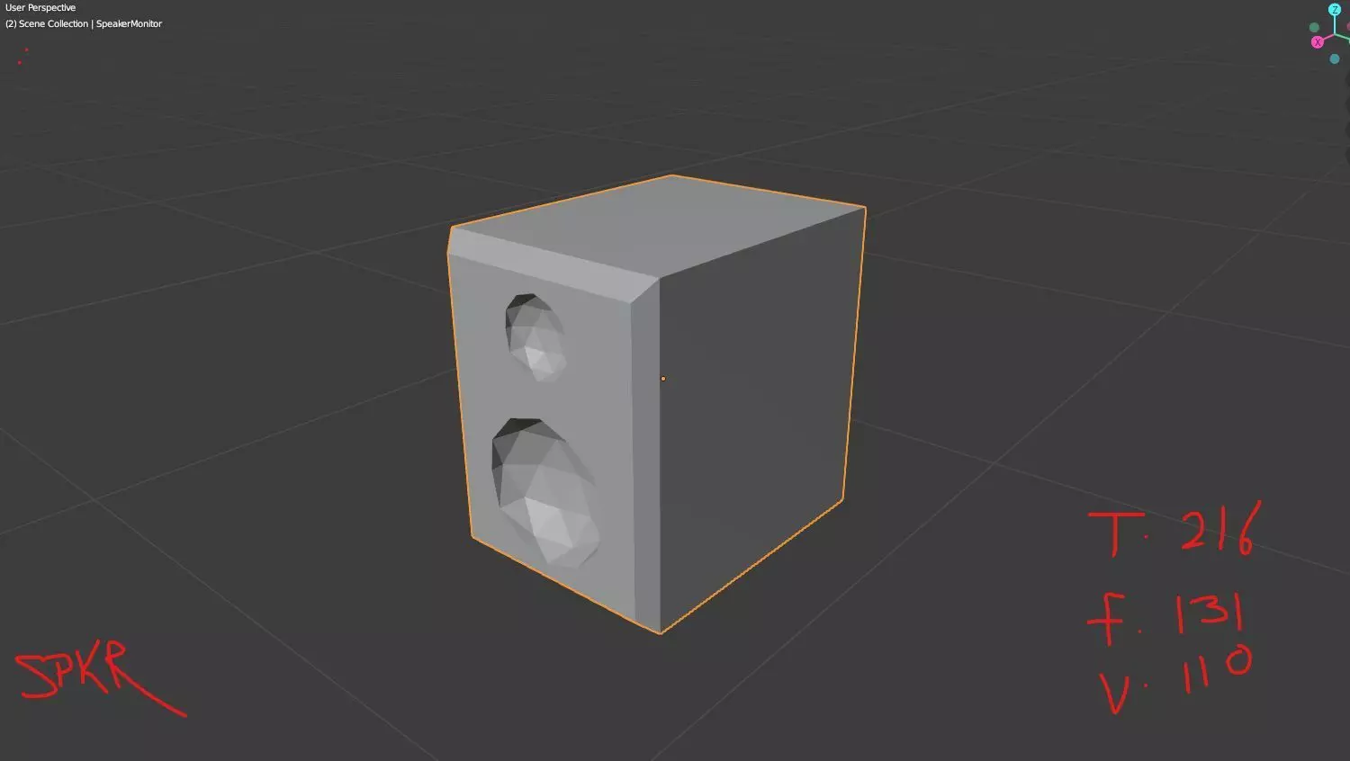 LowPolyPCSpeaker speaker with lines Low-poly 3D model_0