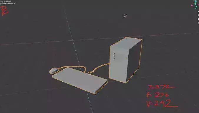 LowPolyPC computer with keyboard and mouse