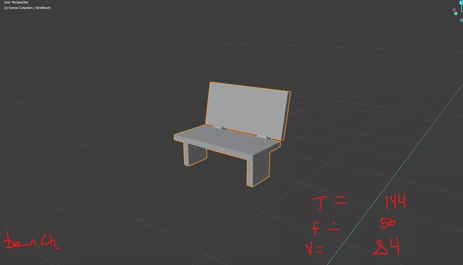 LowPolyParkBench bench with numbers Low-poly 3D model_0