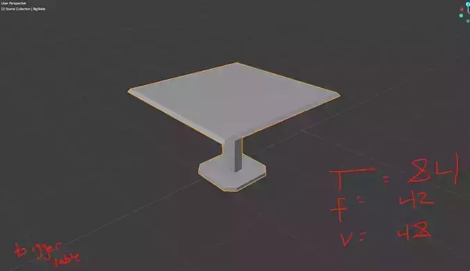LowPolyKitchenTable table with pencil