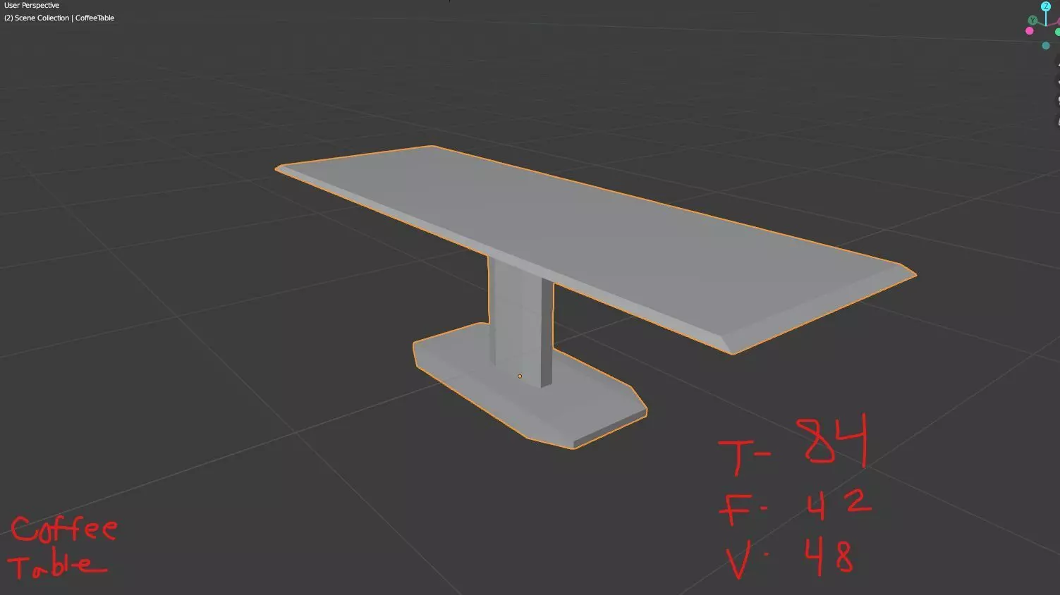 LowPolyCoffeeTable coffee table with markings Low-poly 3D model_0