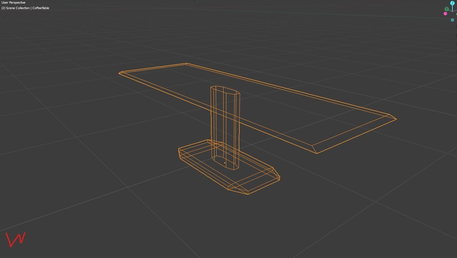 LowPolyCoffeeTable coffee table with markings Low-poly 3D model_1