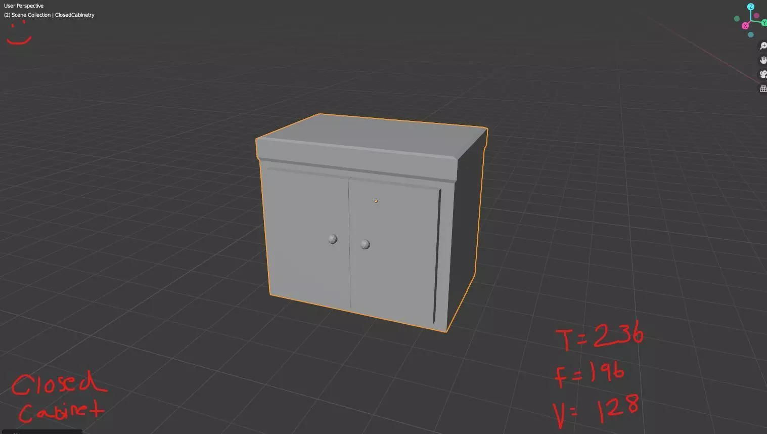 LowPolyClosedCabinet cabinet with door Low-poly 3D model_0