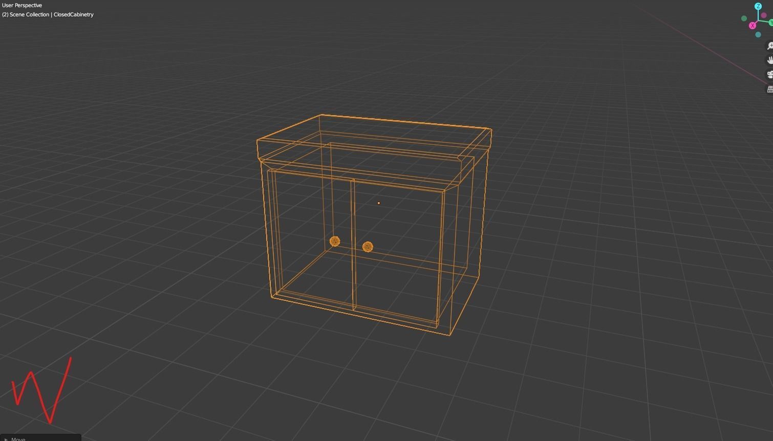 LowPolyClosedCabinet cabinet with door Low-poly 3D model_1