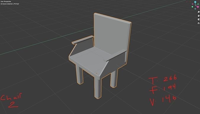 LowPolyChairWithArm chair Low-poly 3D model