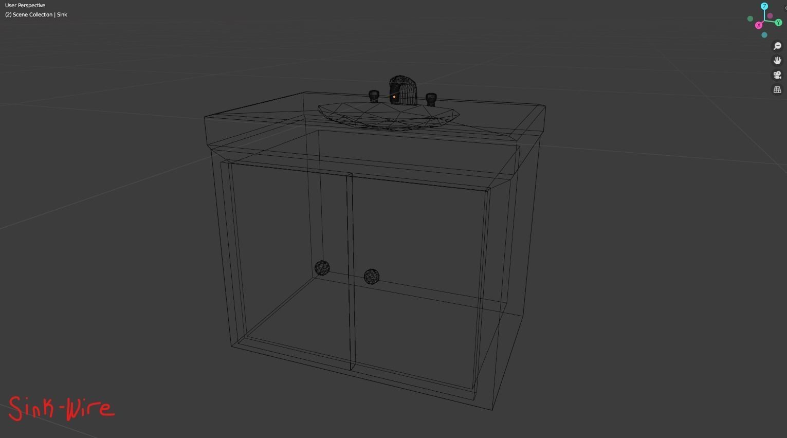 LowPolyCabinetSink bathroom sink in program Low-poly 3D model_1