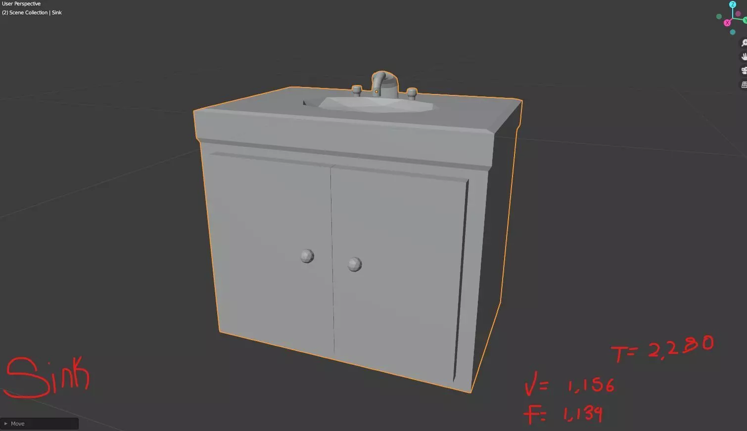 LowPolyCabinetSink bathroom sink in program Low-poly 3D model_0