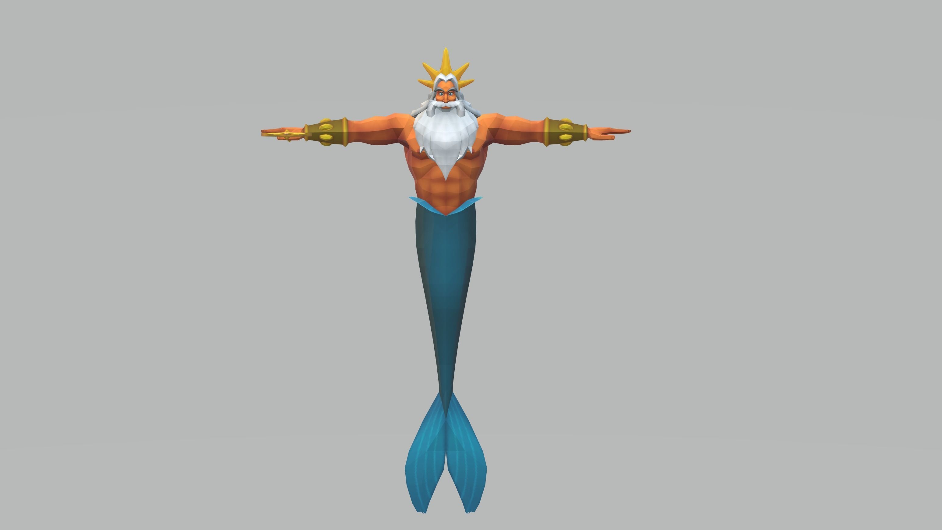 King Triton from The Little Mermaid 3D print model  Low-poly 3D model_2