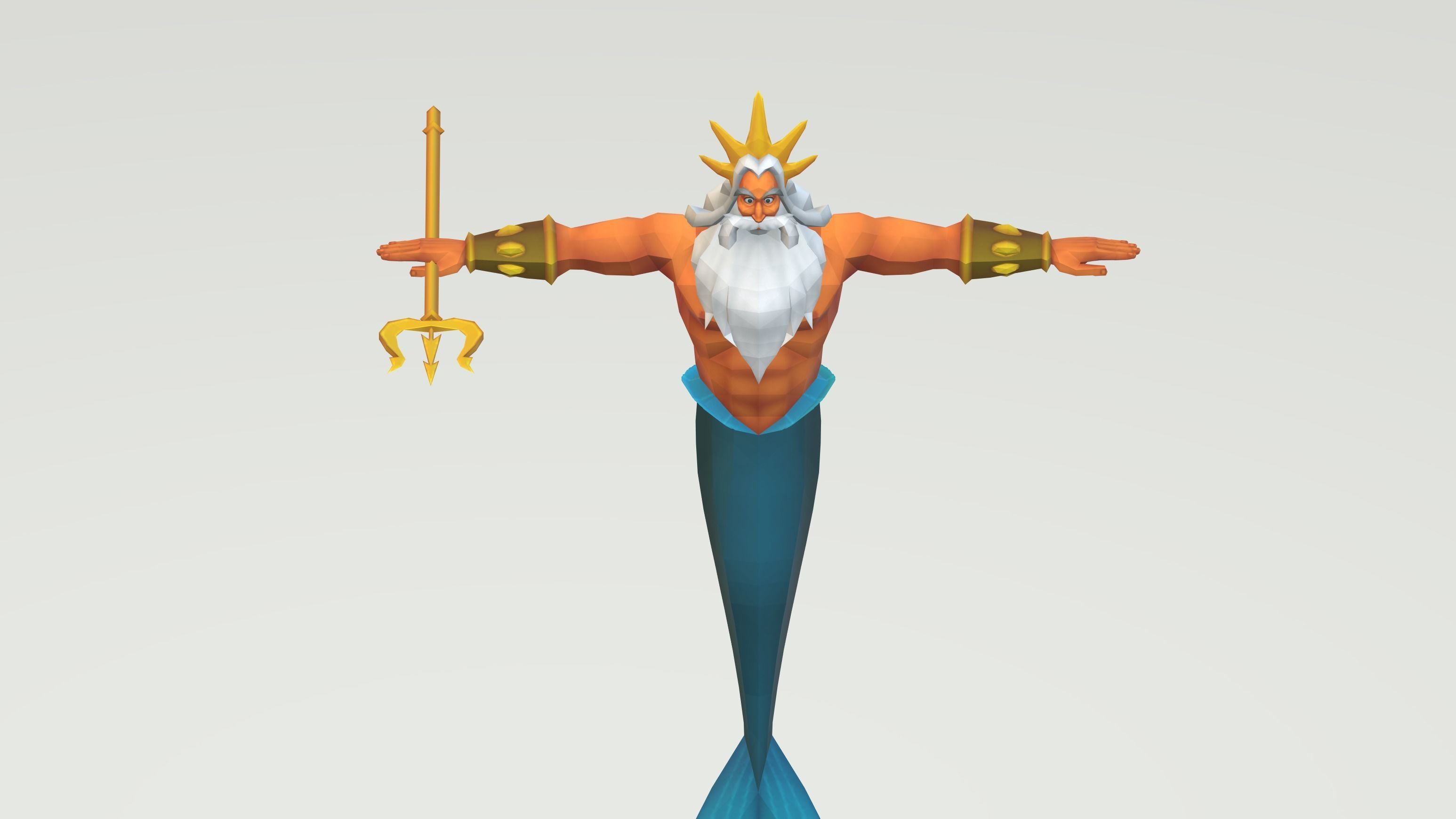King Triton from The Little Mermaid 3D print model  Low-poly 3D model_3