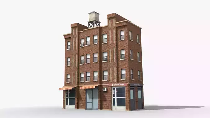 Apartment Building x24 Low-poly 3D model