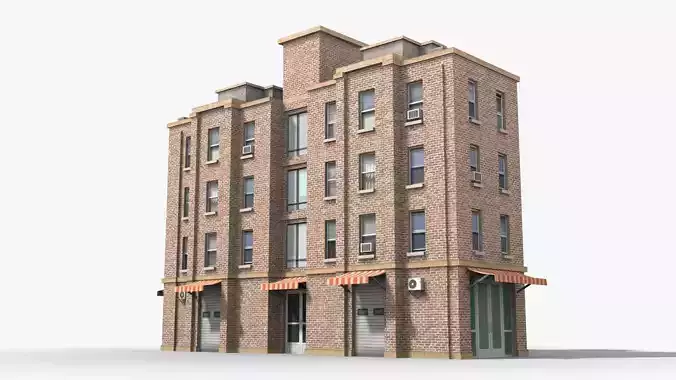 Apartment Building x26 Low-poly 3D model