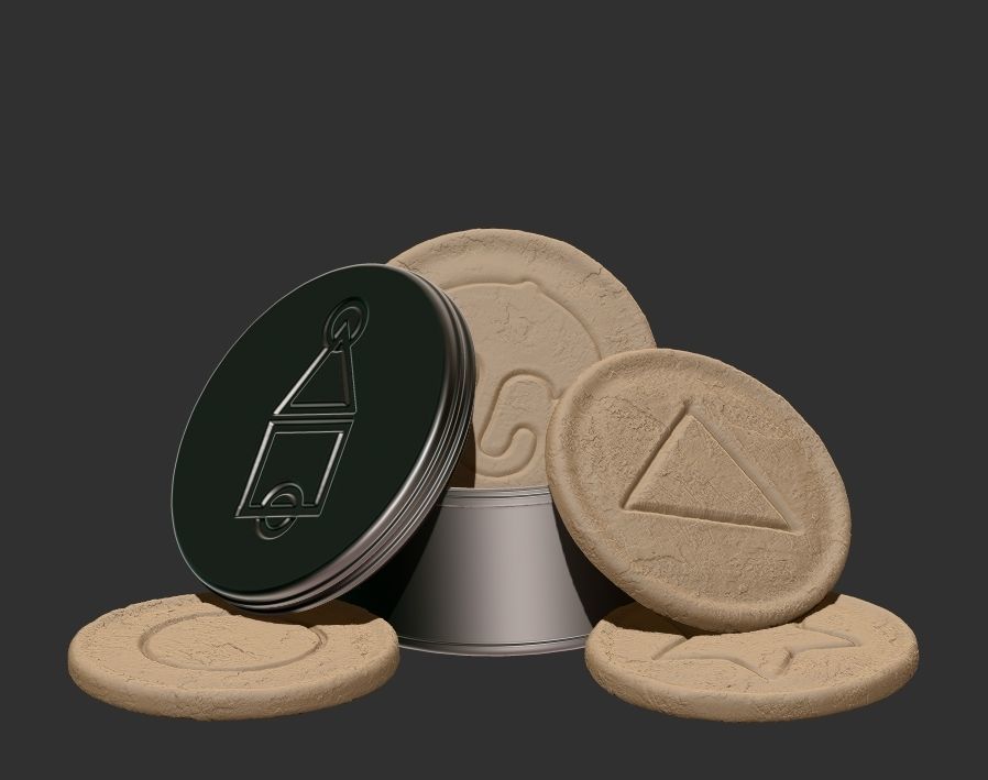 Squid Game cookies Xmas Decs and Coasters with tin and lid 3D print model_5