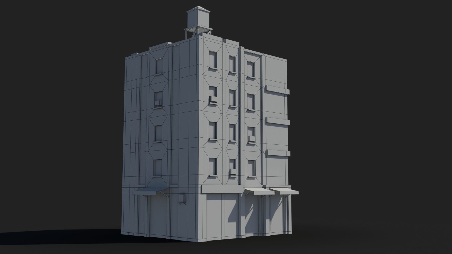 Apartment Building x30 Low-poly 3D model_7