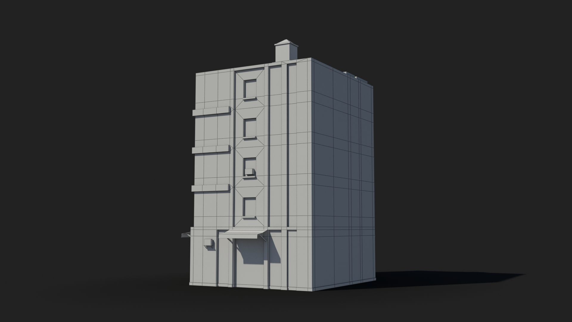 Apartment Building x30 Low-poly 3D model_9