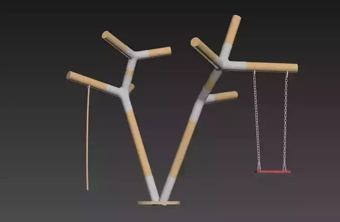 Tree swing set wooden playground for children