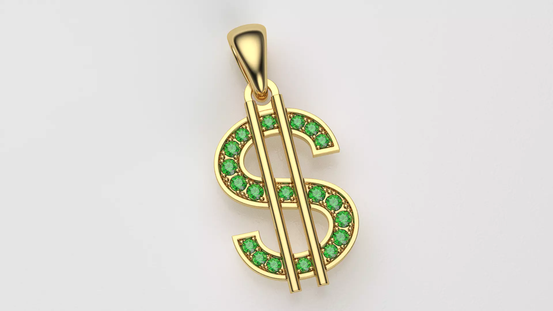 Dollar pendant with gems 3D print model