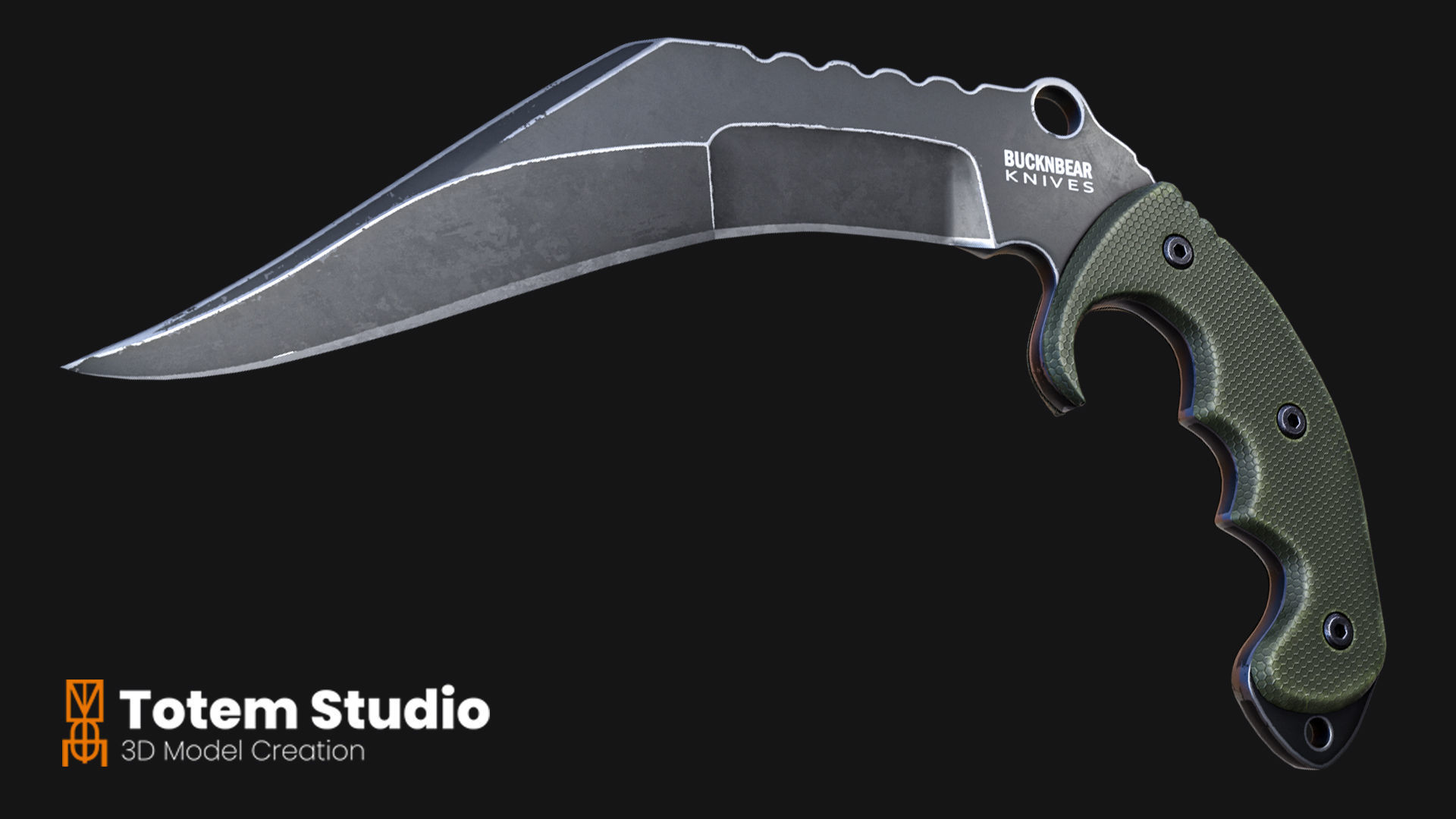 BuckNBear Curved Knive Low-poly 3D model_2
