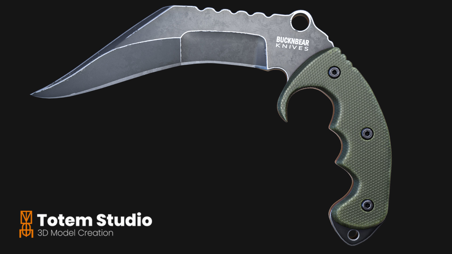 BuckNBear Curved Knive Low-poly 3D model_4