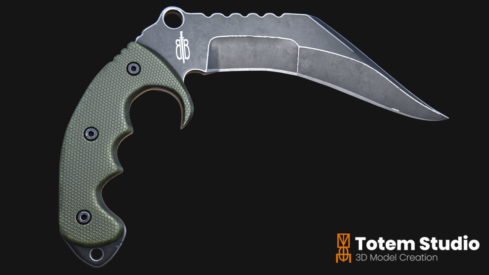BuckNBear Curved Knive Low-poly 3D model_5