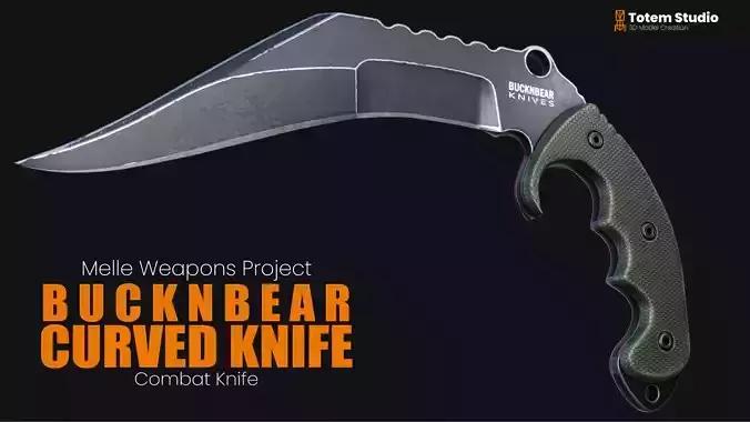 BuckNBear Curved Knive Low-poly 3D model
