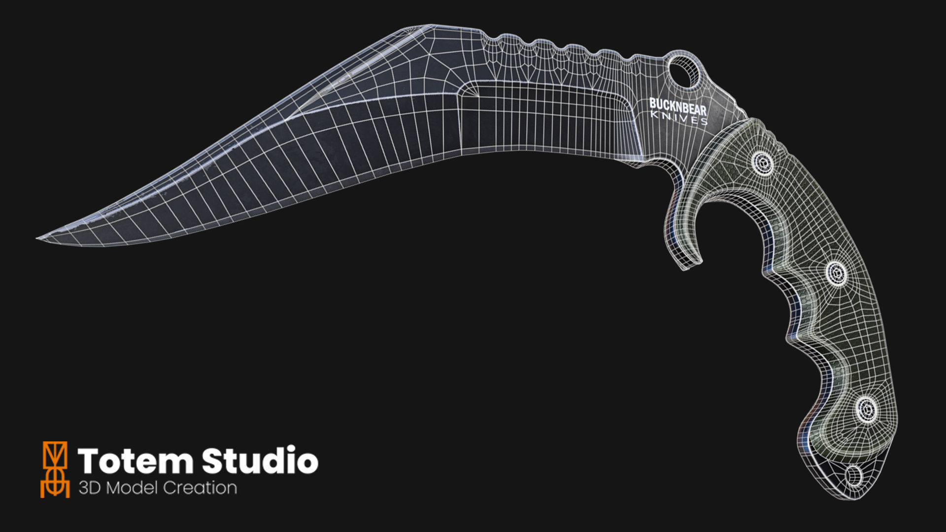 BuckNBear Curved Knive Low-poly 3D model_3