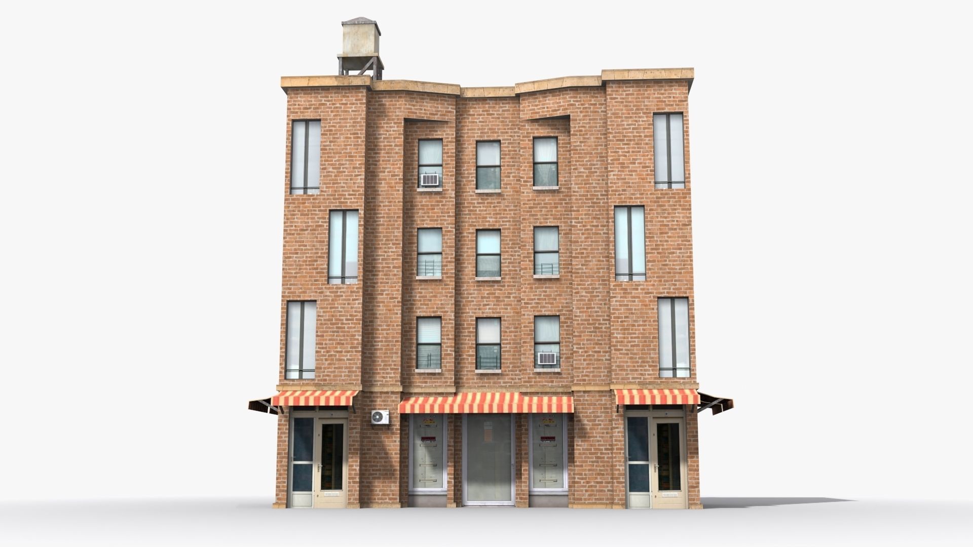 Apartment Building x34 Low-poly 3D model_1