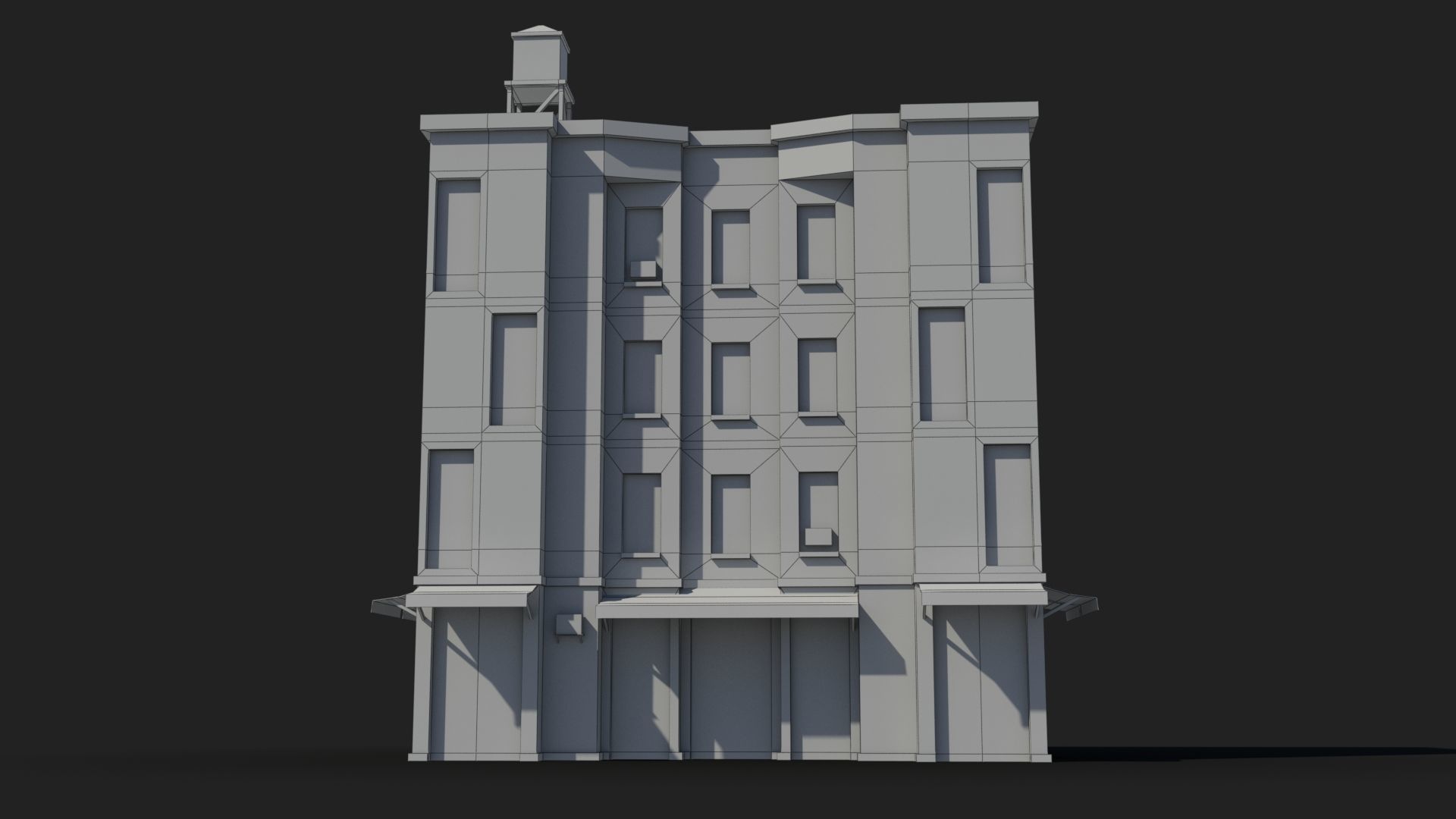 Apartment Building x34 Low-poly 3D model_7