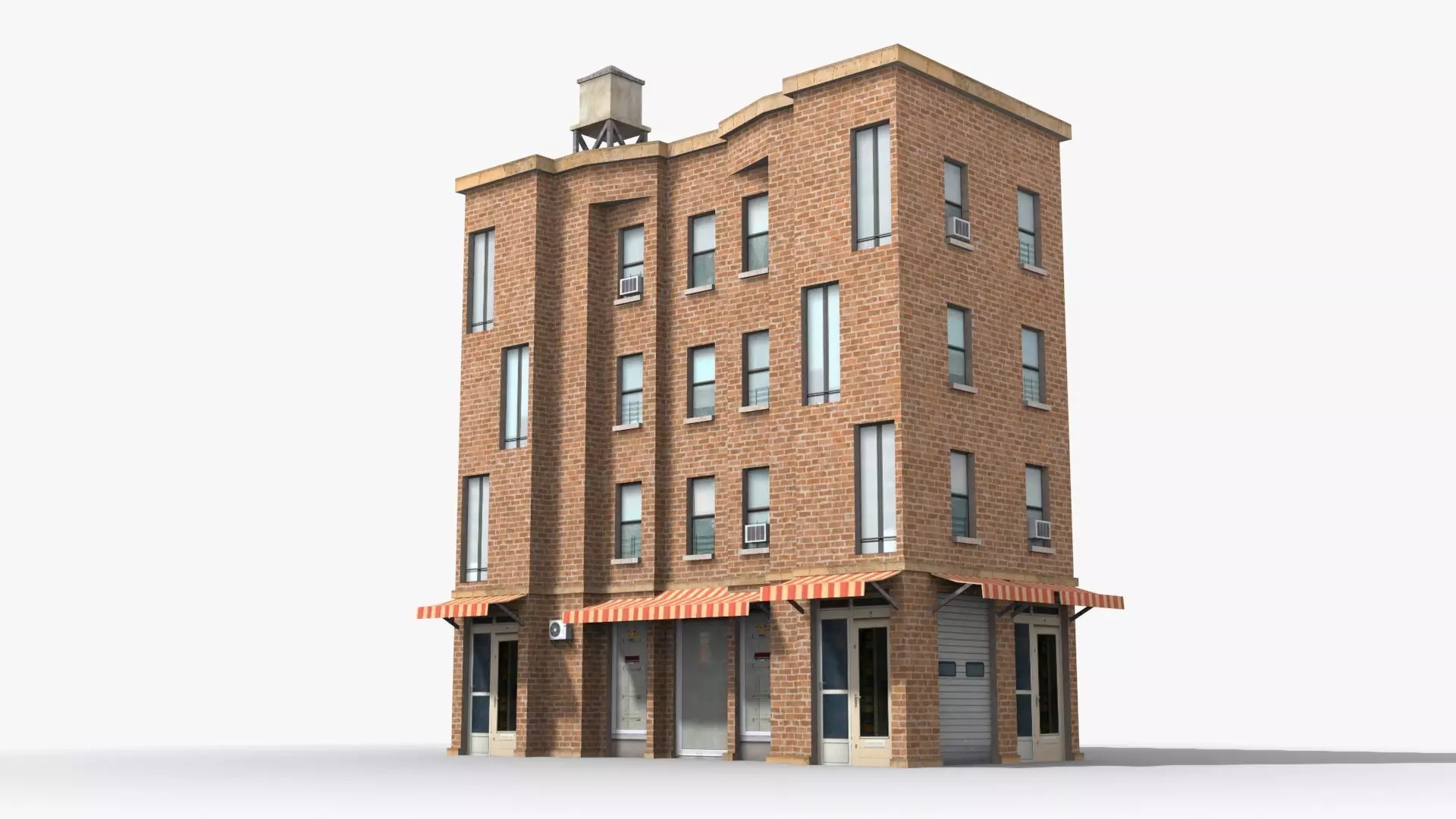 Apartment Building x34 Low-poly 3D model_0