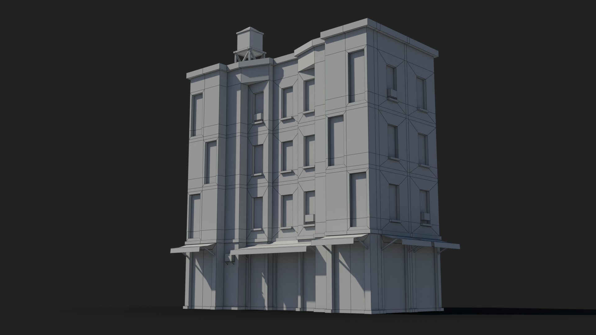 Apartment Building x34 Low-poly 3D model_6