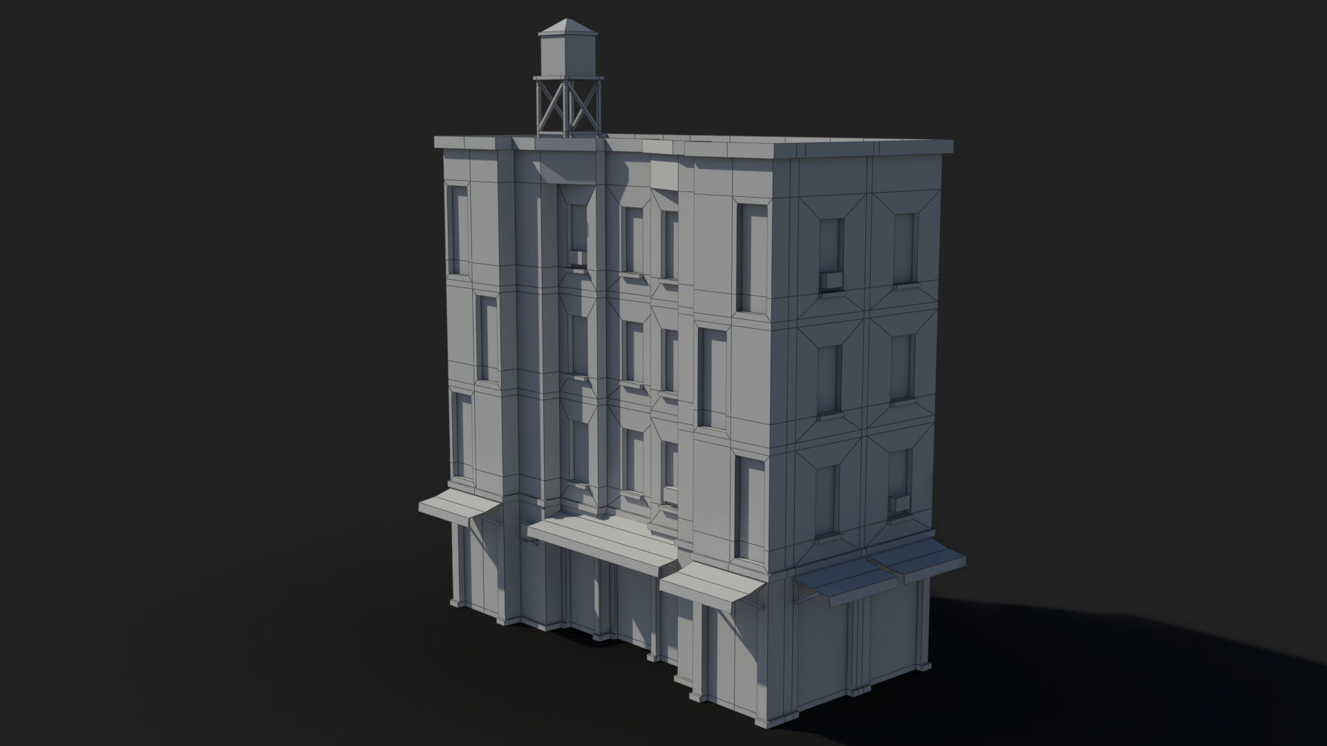 Apartment Building x34 Low-poly 3D model_10
