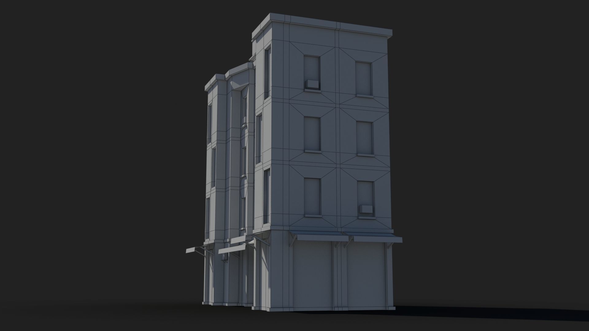 Apartment Building x34 Low-poly 3D model_9