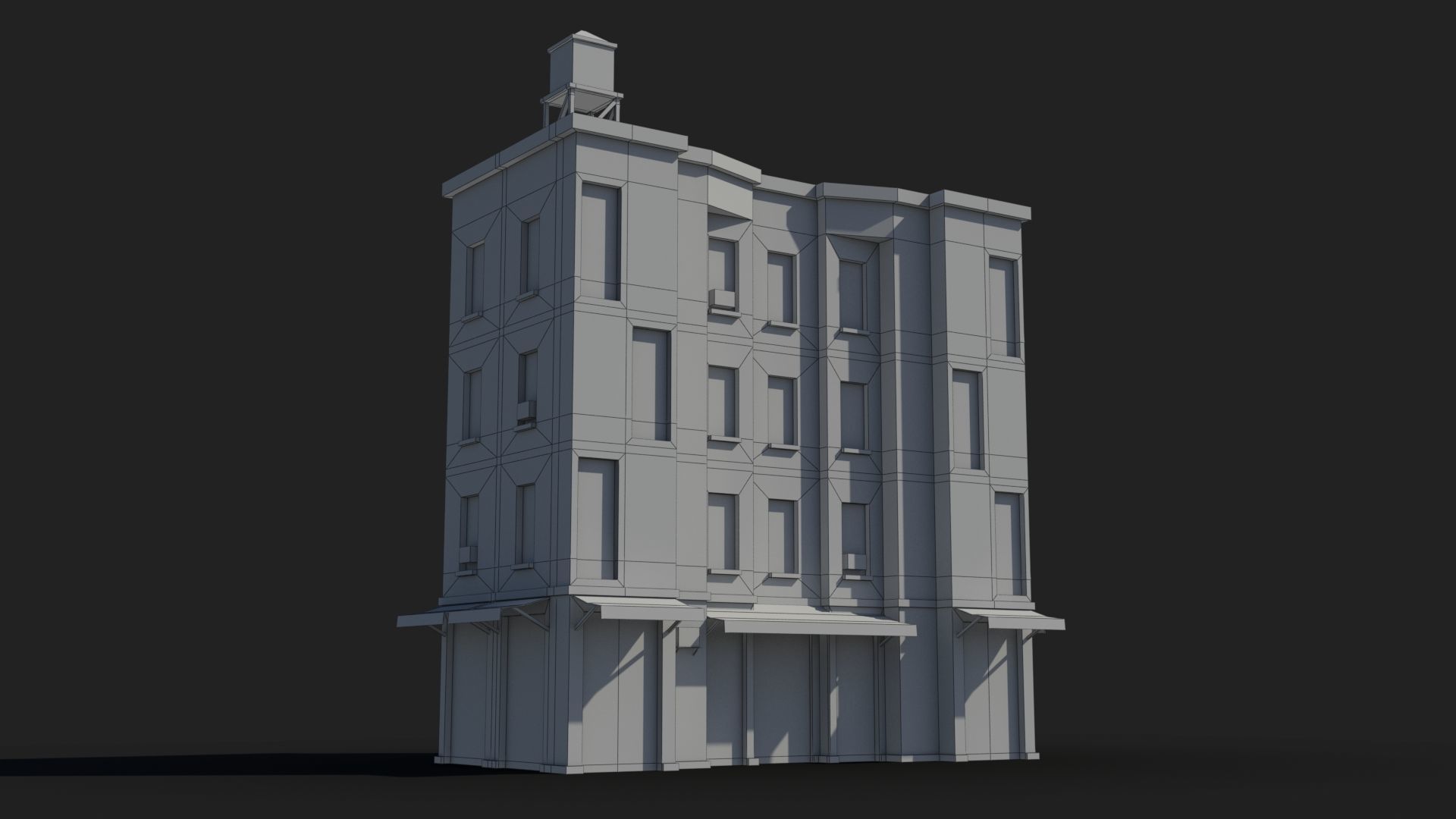 Apartment Building x34 Low-poly 3D model_8