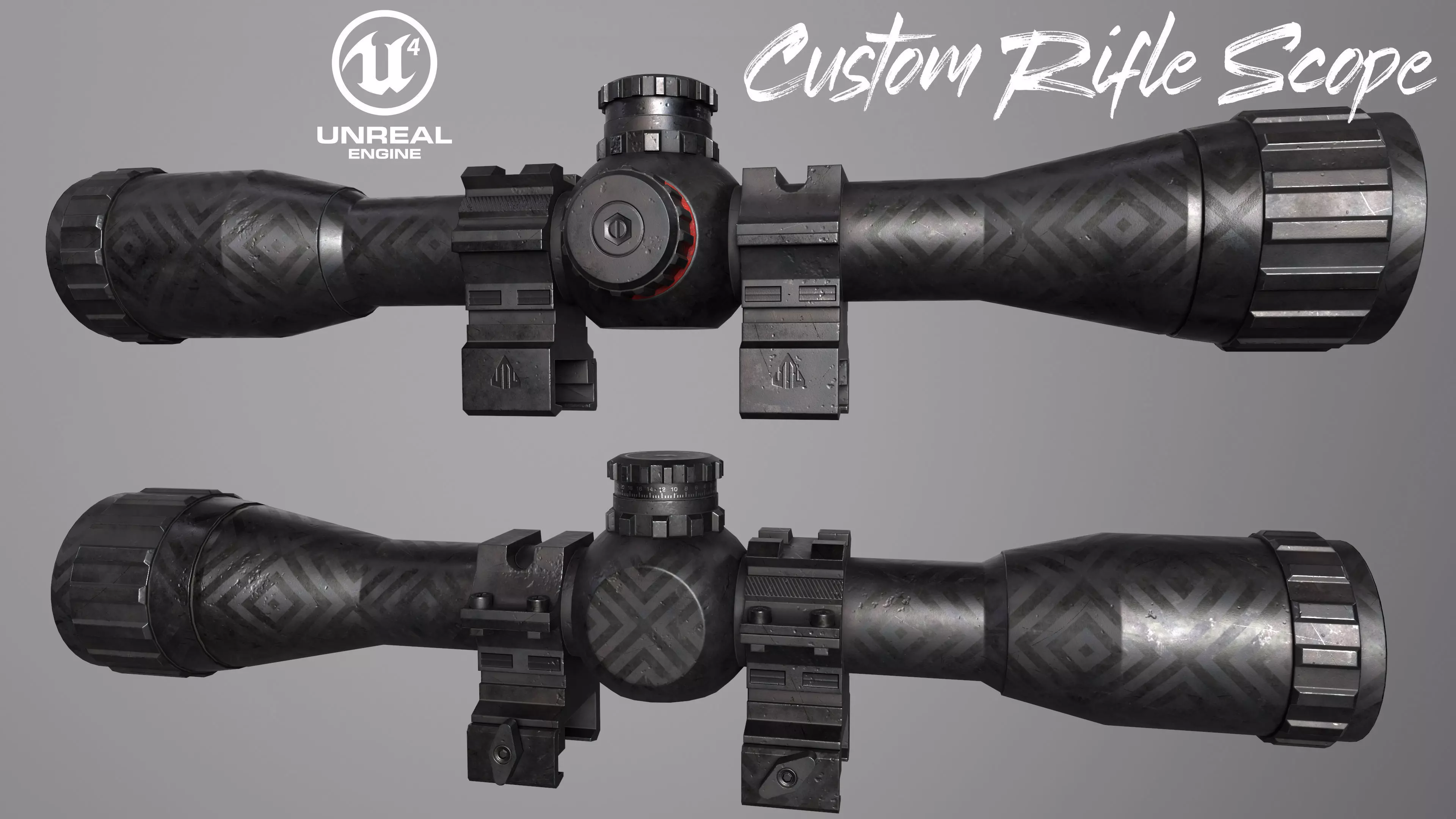 Custom Rifle Scope UTG BugBuster x32 Low-poly 3D model_0