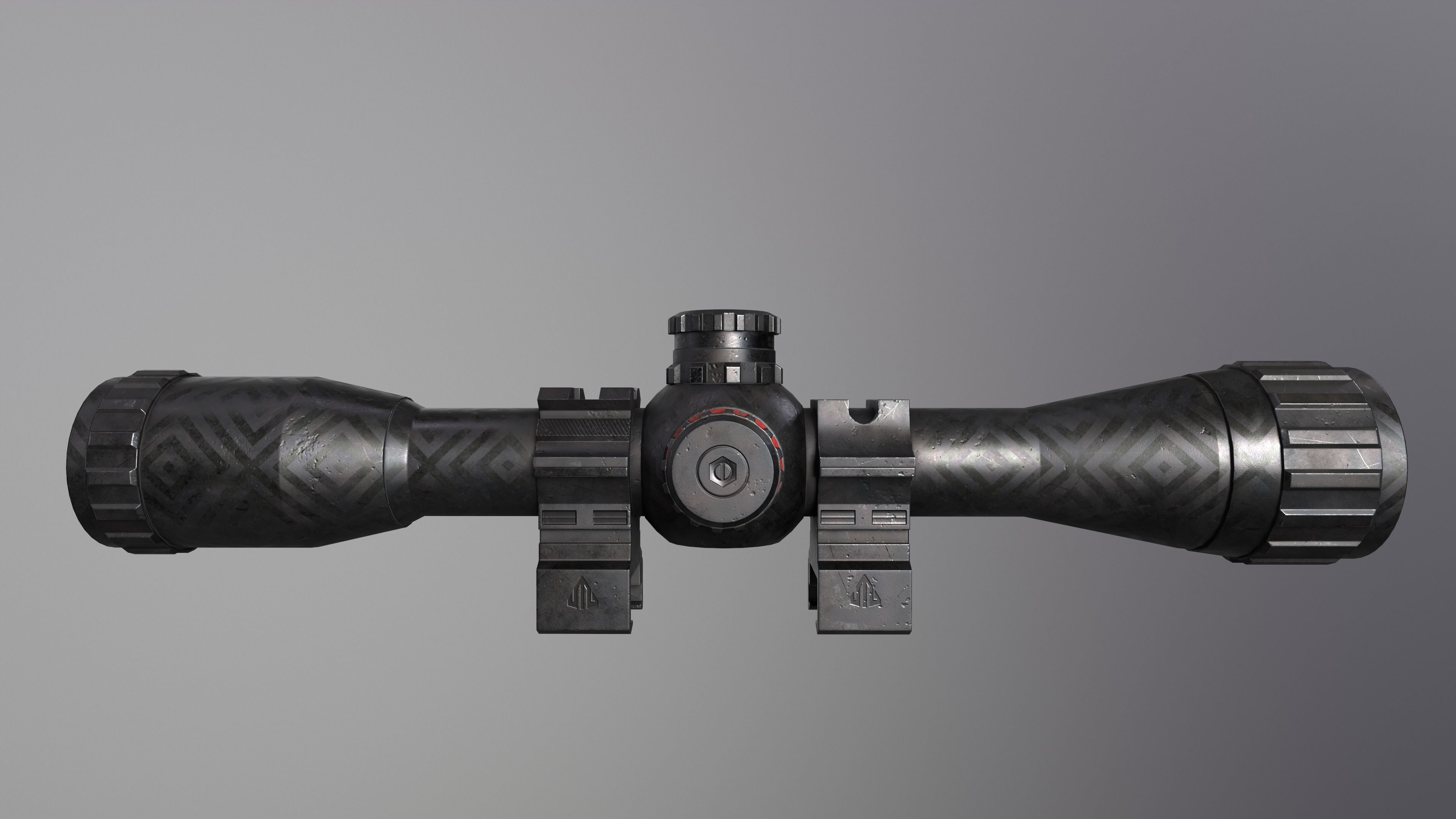 Custom Rifle Scope UTG BugBuster x32 Low-poly 3D model_5