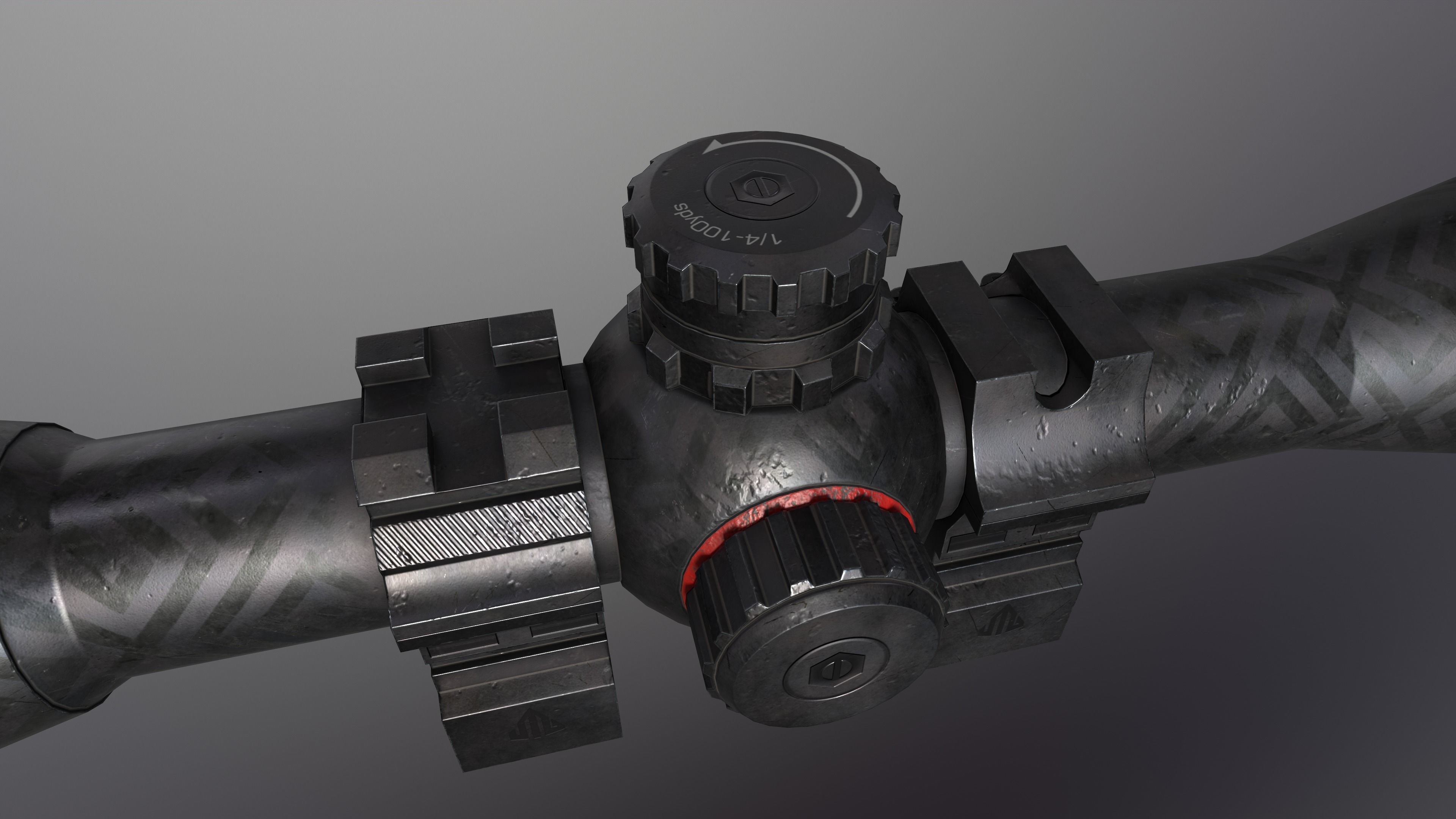 Custom Rifle Scope UTG BugBuster x32 Low-poly 3D model_3