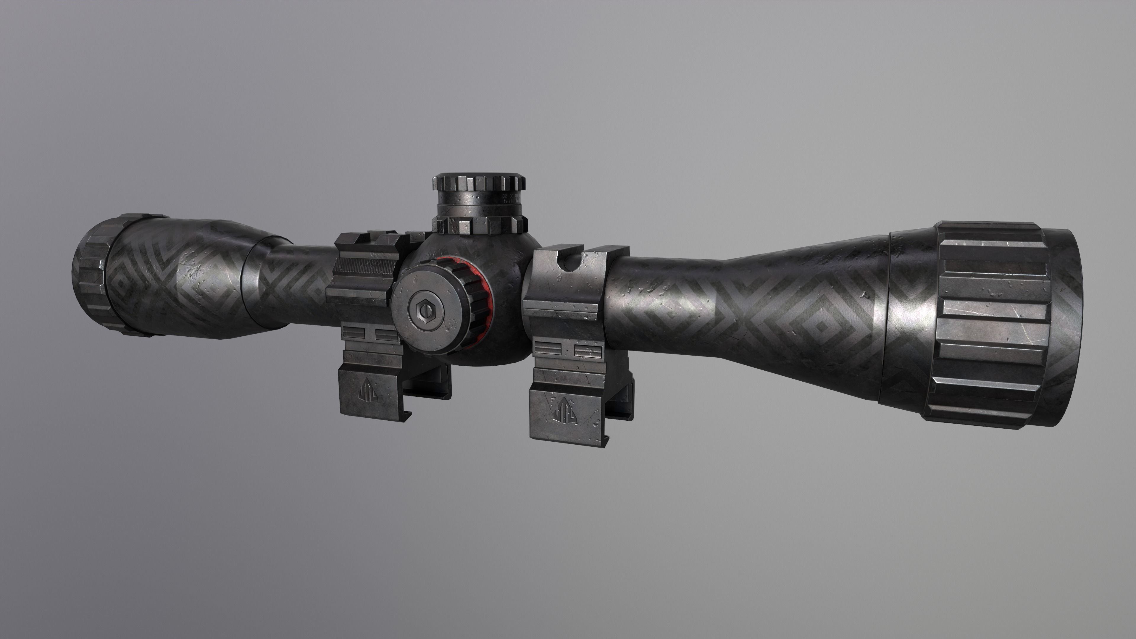 Custom Rifle Scope UTG BugBuster x32 Low-poly 3D model_7