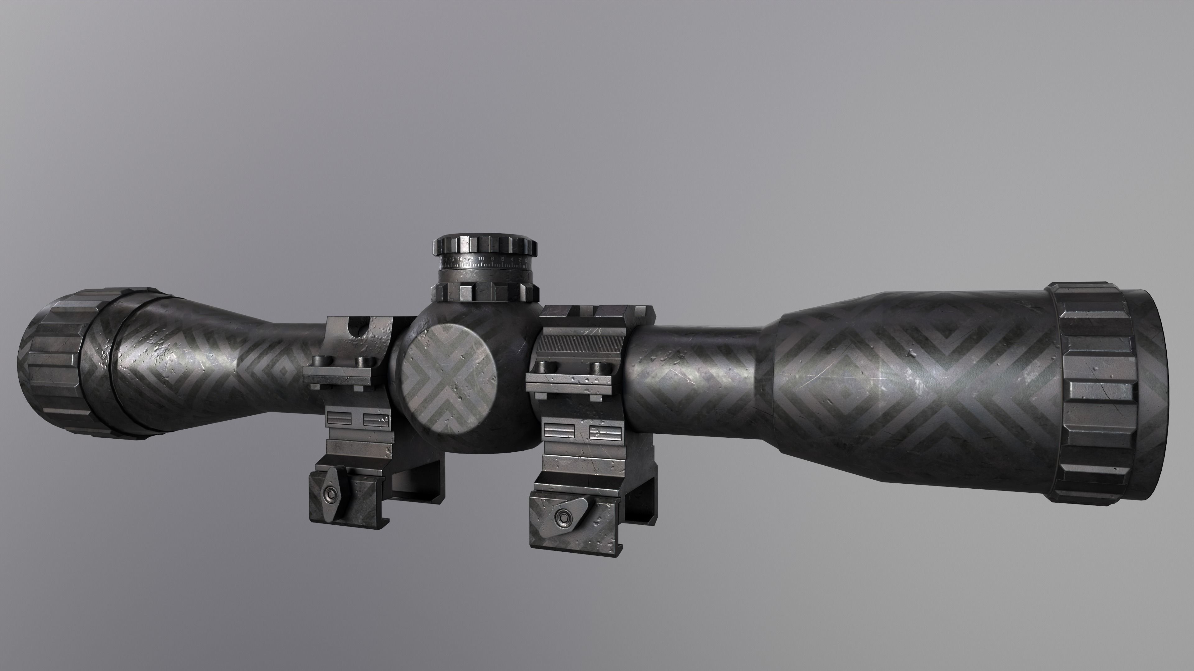 Custom Rifle Scope UTG BugBuster x32 Low-poly 3D model_2