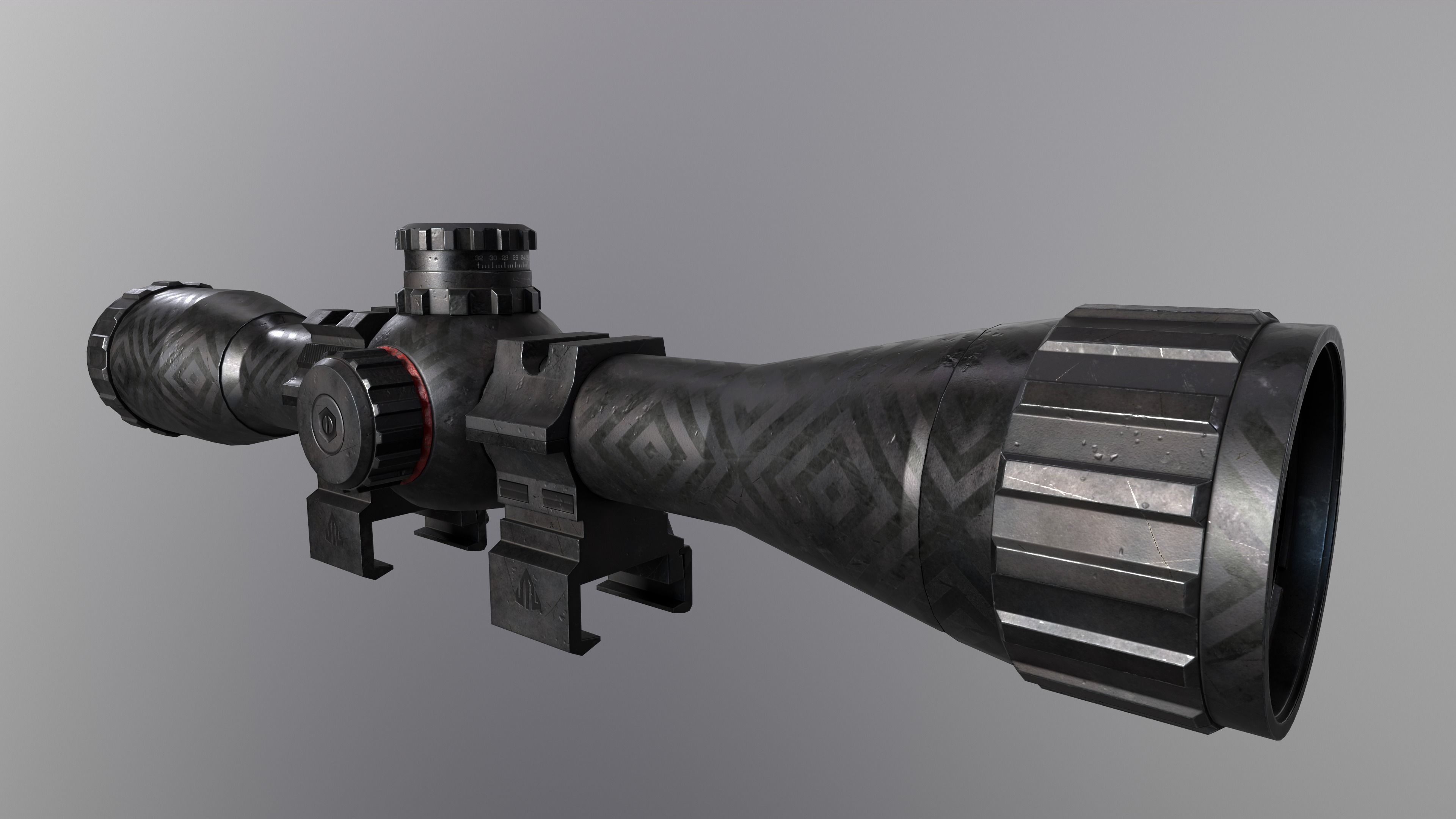 Custom Rifle Scope UTG BugBuster x32 Low-poly 3D model_1