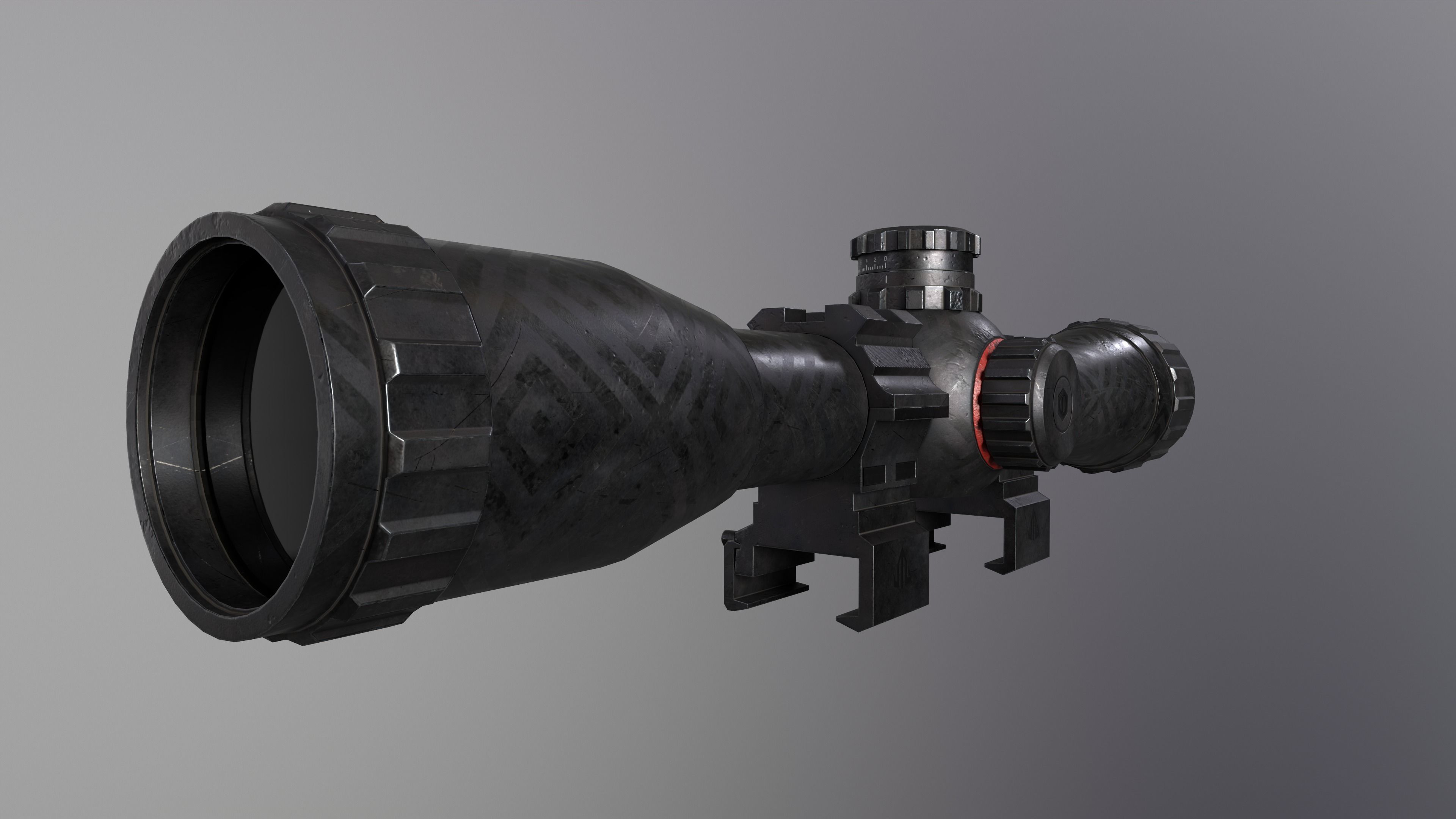 Custom Rifle Scope UTG BugBuster x32 Low-poly 3D model_8