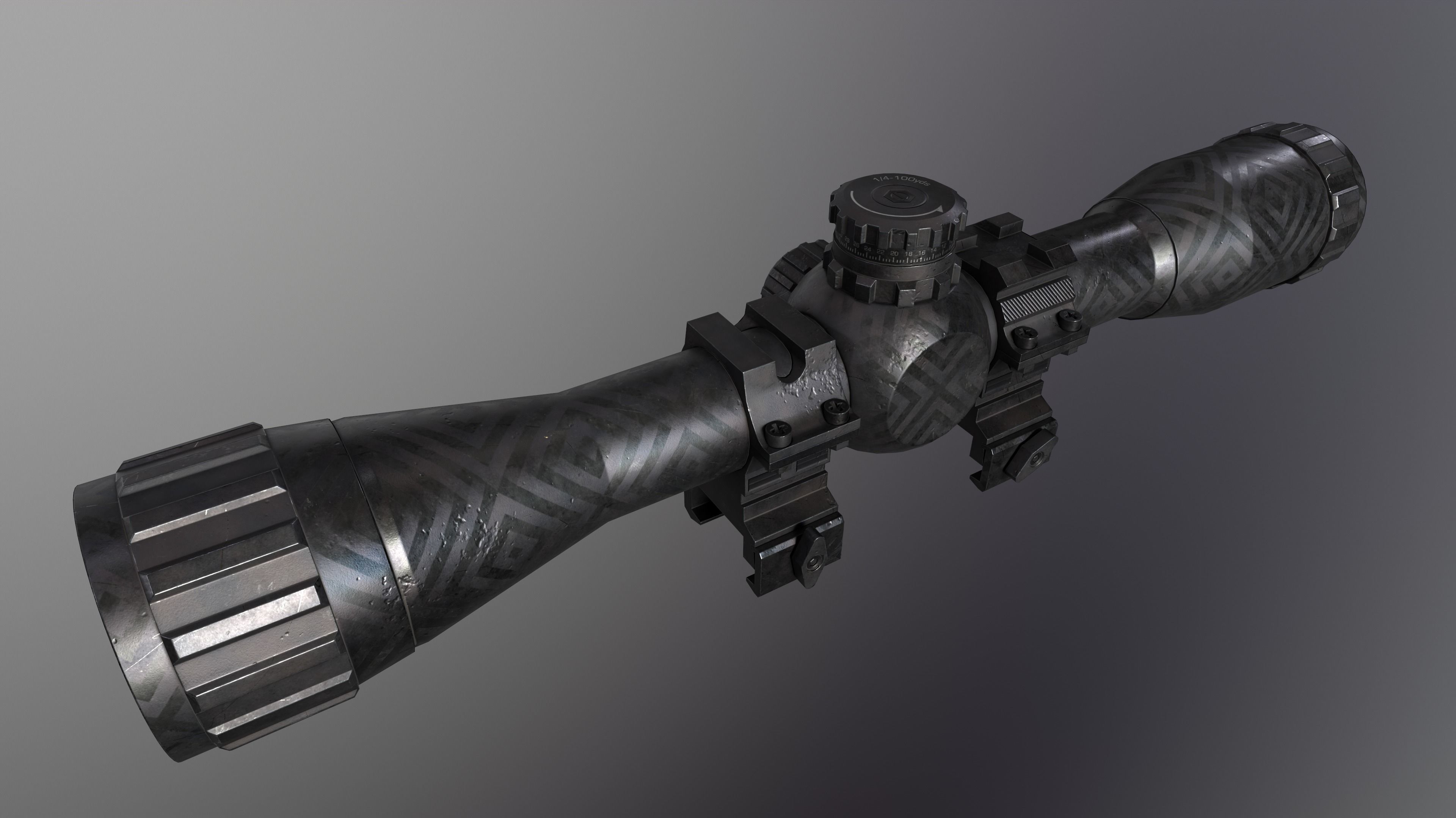 Custom Rifle Scope UTG BugBuster x32 Low-poly 3D model_4