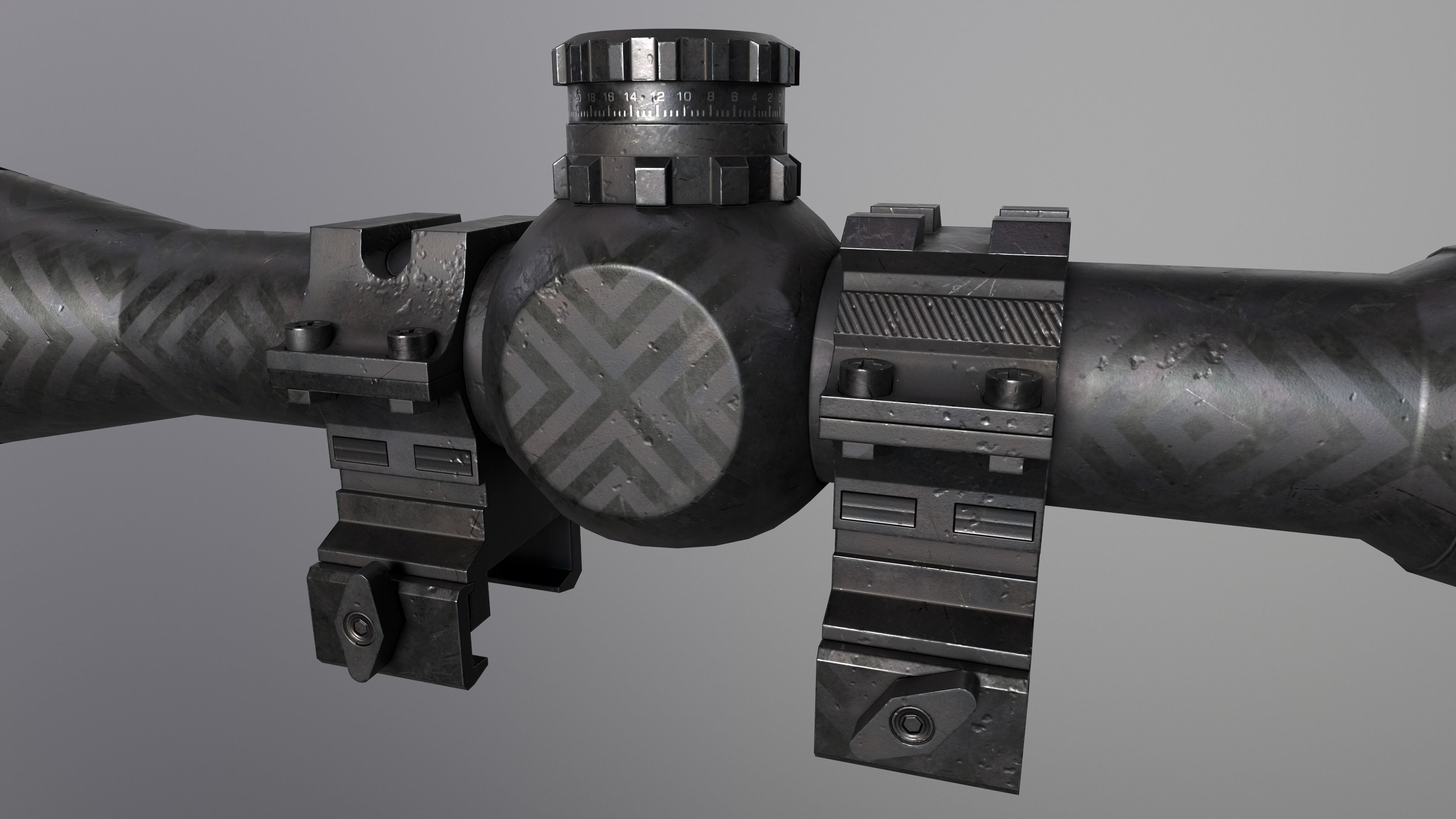 Custom Rifle Scope UTG BugBuster x32 Low-poly 3D model_6