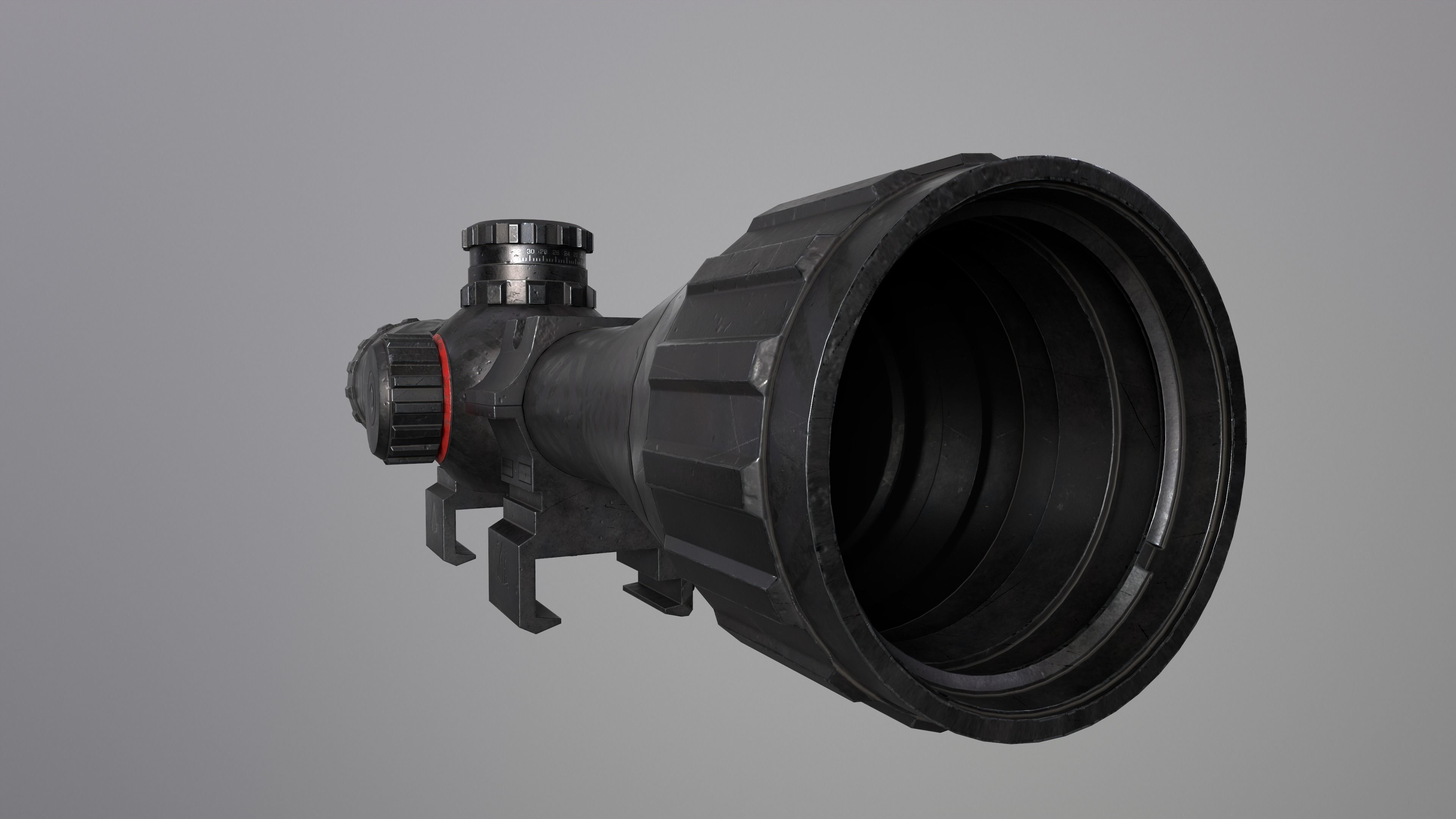 Custom Rifle Scope UTG BugBuster x32 Low-poly 3D model_9