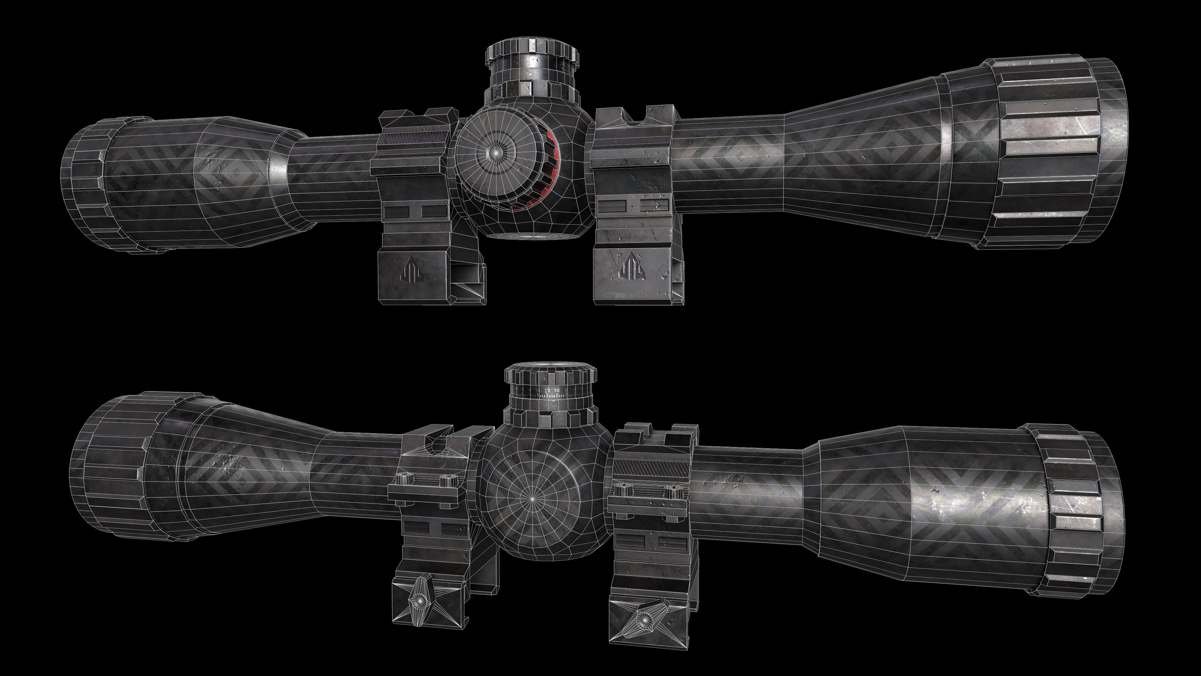 Custom Rifle Scope UTG BugBuster x32 Low-poly 3D model_11