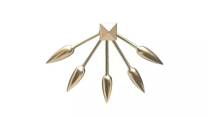 Five Spike Gold Earrings 3D model