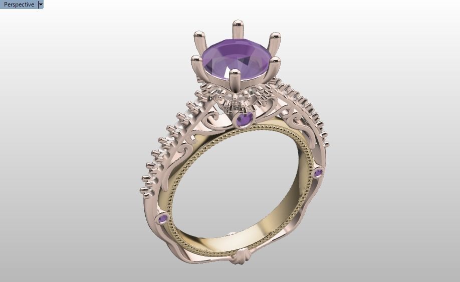 solitaire ring  3D print model_29
