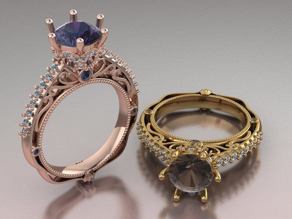 solitaire ring  3D print model_13