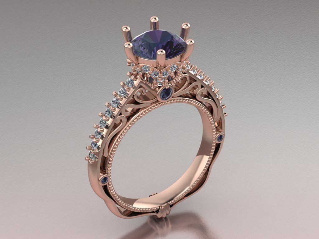 solitaire ring  3D print model_17