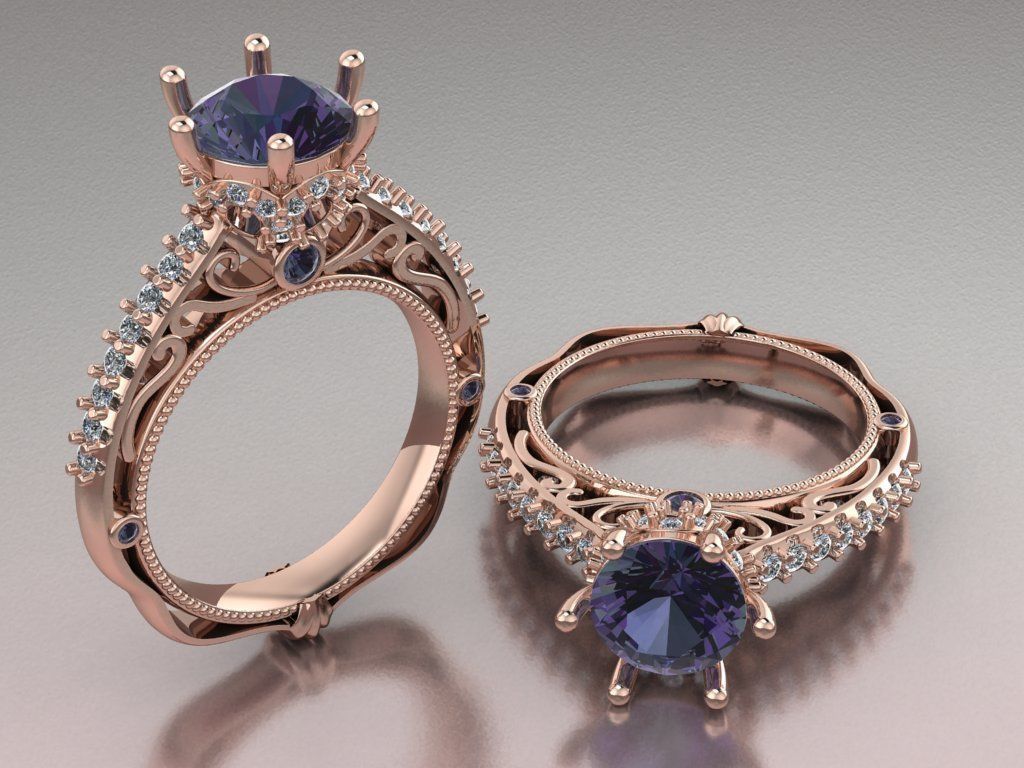 solitaire ring  3D print model_3